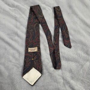 GIVENCHY MONSIEUR Paisley Silk Tie Burgundy Blue Gold Men's Fashion Accessory Us